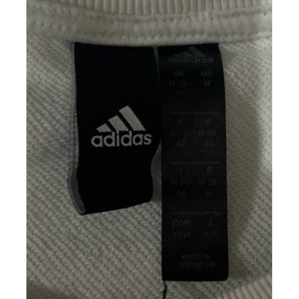 Adidas White Grey Elastic Logo Crop Top Crewneck Sweater Pullover Women’s M - Picture 4 of 8